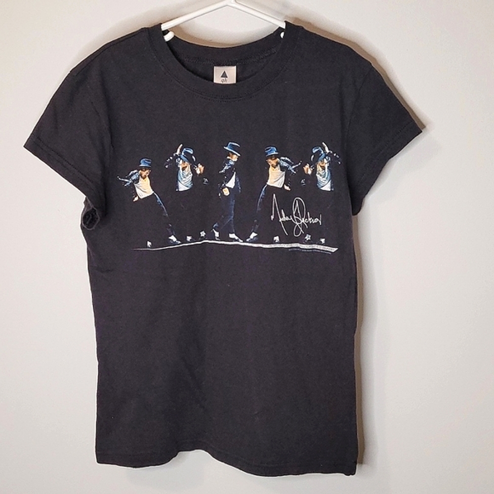 Michael Jackson Black Short Sleeve T-shirt, Dance Moves Across The Front Y2K